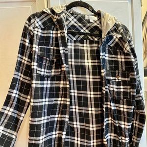 Black Hooded Flannel